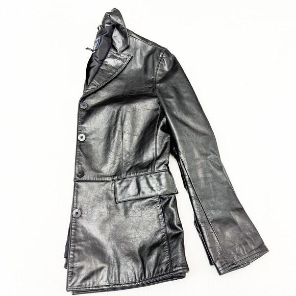 GAP Black Leather 4-Button Blazer Button Down Size Small - Picture 5 of 5